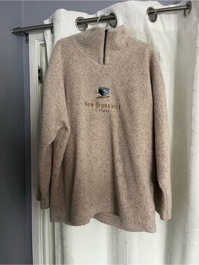 Taupe Sherpa Quarter-Zip Pullover